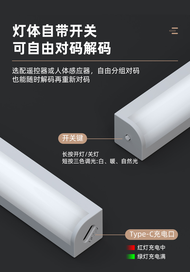 Wholesale wardrobe LED night lights, home sensor lights, wireless intelligent remote control sensor right-angle lights, light luxury lights, night lights pic 16