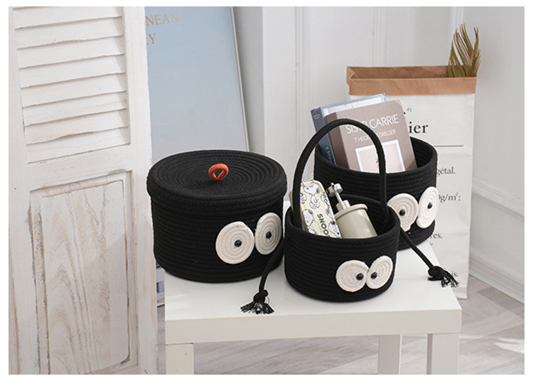 卡通煤球收纳组合零食带盖毛线玩具储物箱客厅卧室棉线编织收纳筐详情13