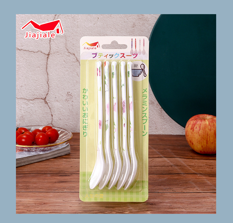 Porcelain-like spoons, household colored melamine hook spoons, porcelain-like long-handled spoons, ramen spicy hot pot spoons, commercial soup spoons and spoons pic 7