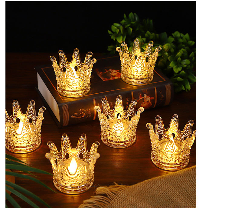 Amazon transparent candle light, crown electronic candle, led light, desktop anti-realistic candle, golden heart-shaped night light pic 9