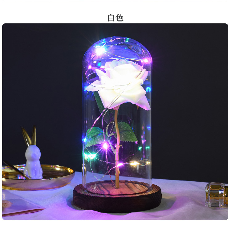 美女与野兽绒布玫瑰花灯玻璃罩灯 永生花小王子玫瑰花情人节礼物详情10