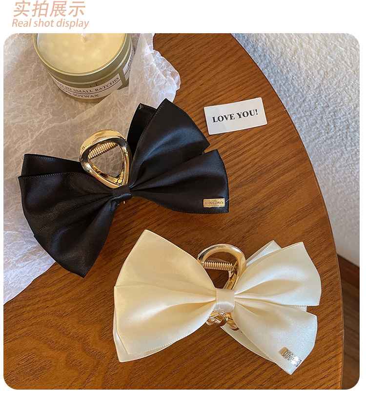 韩式双面蝴蝶结抓夹气质黑色发夹高级感鲨鱼夹秋冬发卡头饰卡子详情8