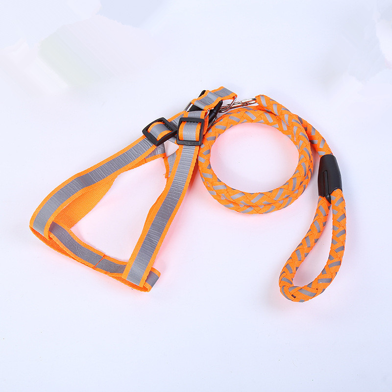 厂家批发家用宠物牵引绳小型犬反光手编圆绳带胸背狗绳宠物用品详情5