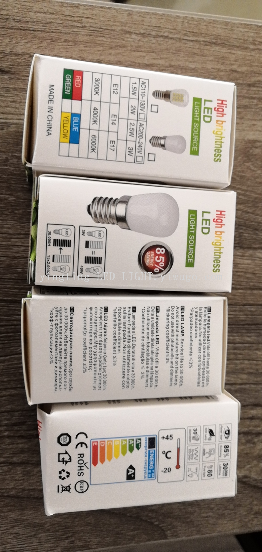 LED refrigerator light E14 lamp head 3W220V l transparent glass cover pic 3