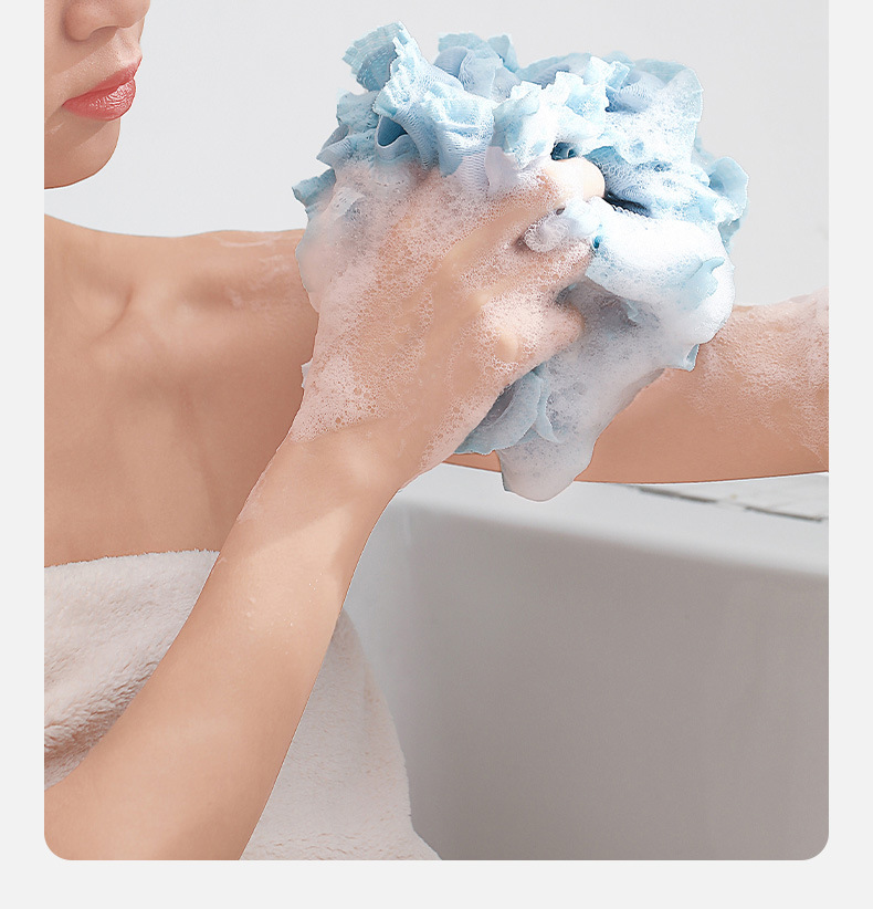 FaSoLa Home lace-trimmed bath balls for bathroom skin cleaning honeycomb bath flowers soft PE mesh bath balls pic 6