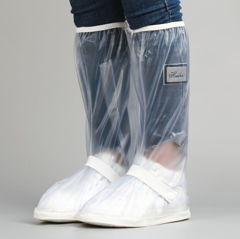 Wholesale of upgraded rainproof shoe covers, high-top thick-soled cycling outdoor waterproof shoe covers in black and white pic 16