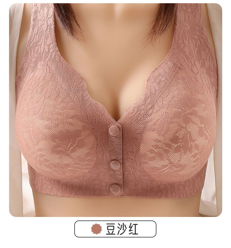 中老年新款内衣女前开扣式大码聚拢防下垂文胸上托舒适无痕胸罩详情22