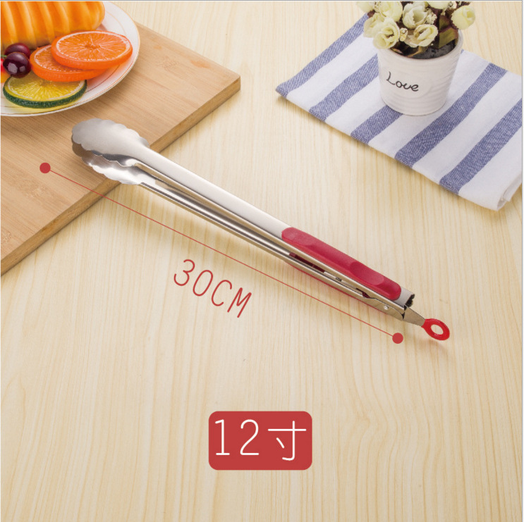 Non-magnetic stainless steel bread tongs, red-handled heat-resistant food tongs, multi-functional food tongs, gift carbon tongs, buffet tongs, barbecue tongs, bread tongs, food tongs, snack tongs, dessert tongs pic 5
