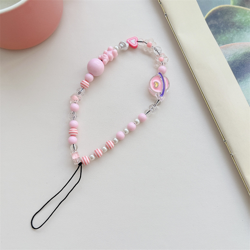 新款ins风甜美樱花粉色爱心短款手腕绳手机壳配饰ccd相机挂链挂饰详情3