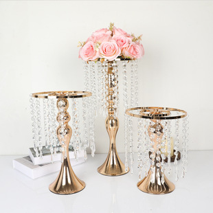 European-style golden crystal candlesticks, cross-border home decoration ornaments, ironwork candlesticks, wedding and candlelight dinner props pic 2