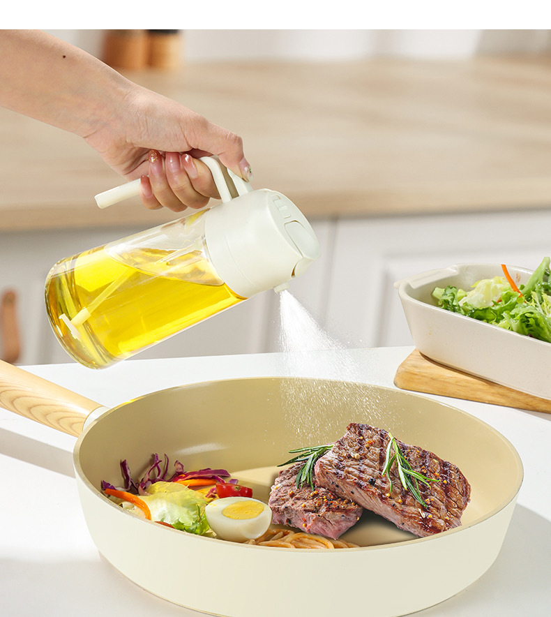 Portable glass oil spray bottle, kitchen dual-purpose atomizing oil spray bottle, household food-grade non-stick glass oil bottle pic 5