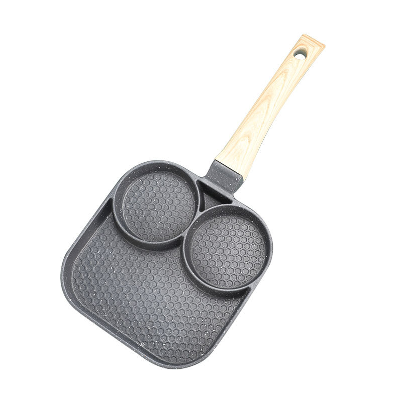 Household tourmaline non-stick egg frying pan, mini egg dumpling pan, hamburger steak, four-hole breakfast pan, induction cooker, small frying pan pic 16