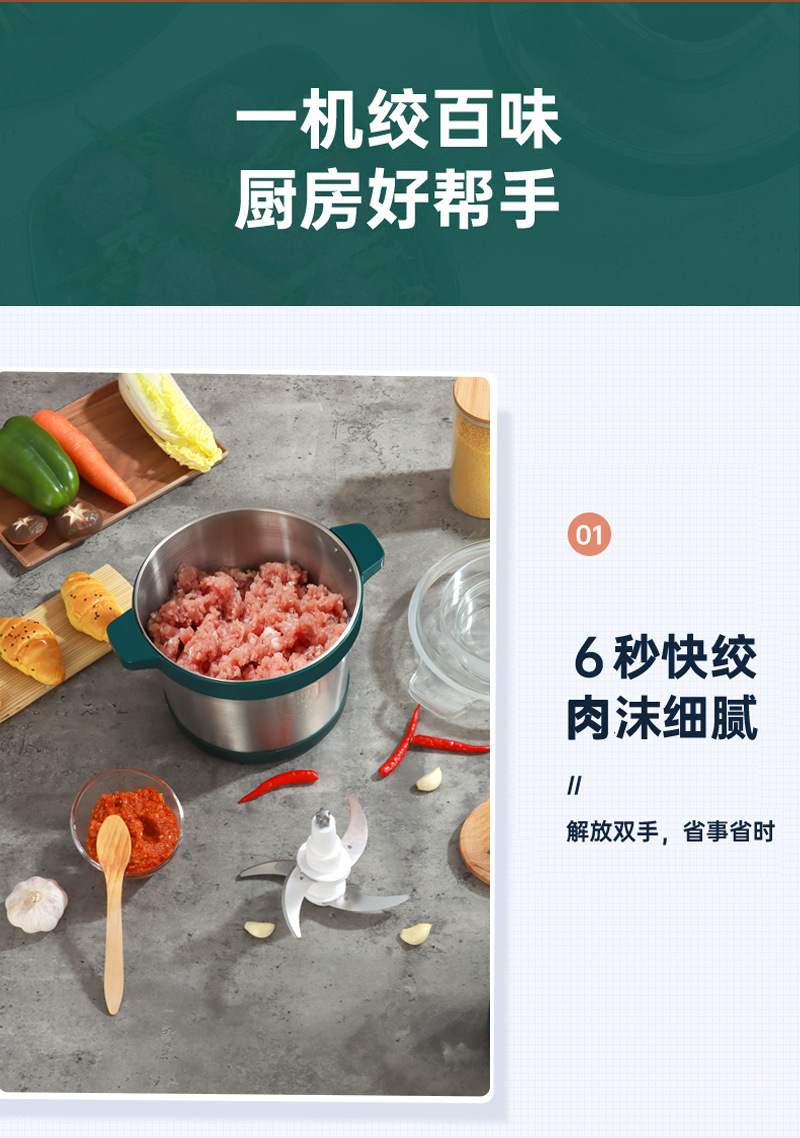 大容量六升电动绞肉机商用家用 支持定制 大功率多功能绞馅碎肉机详情4
