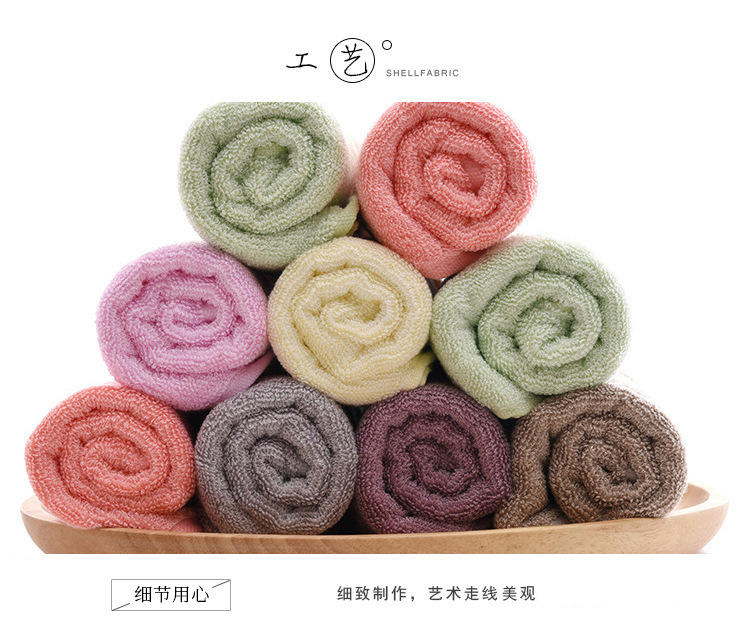 Wholesale of bamboo fiber double-segment towels, thickened household couple face towels, soft and absorbent multi-color towels for hair delivery pic 26