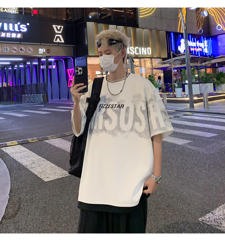 港风短袖t恤男夏季2024新款美式潮牌男生oversize青少年宽松体恤详情22