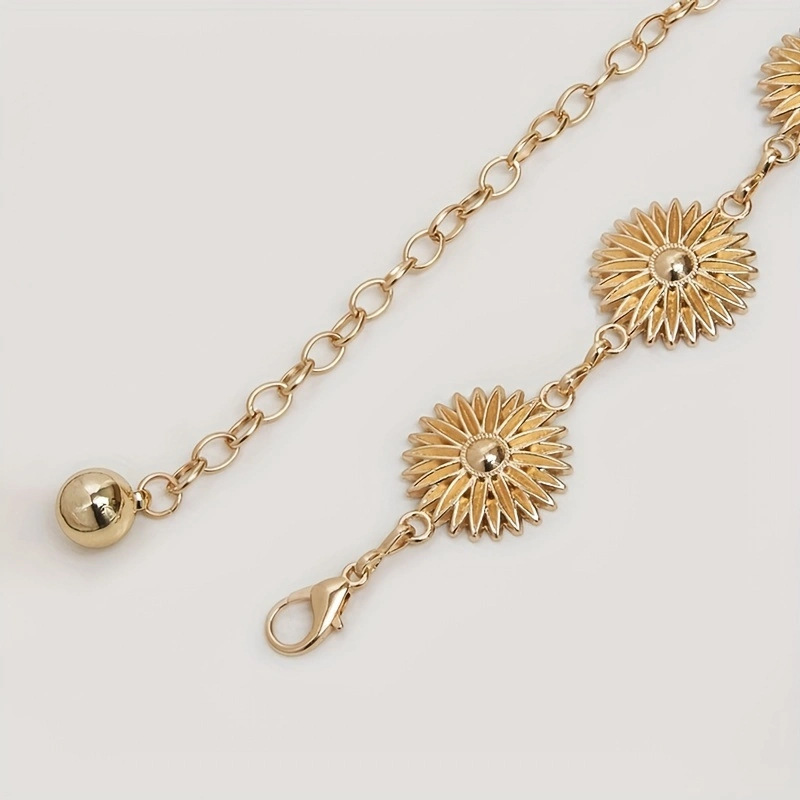 女士甜美金属小雏菊花朵雕刻时尚欧美连衣裙装饰腰链现货代发详情10