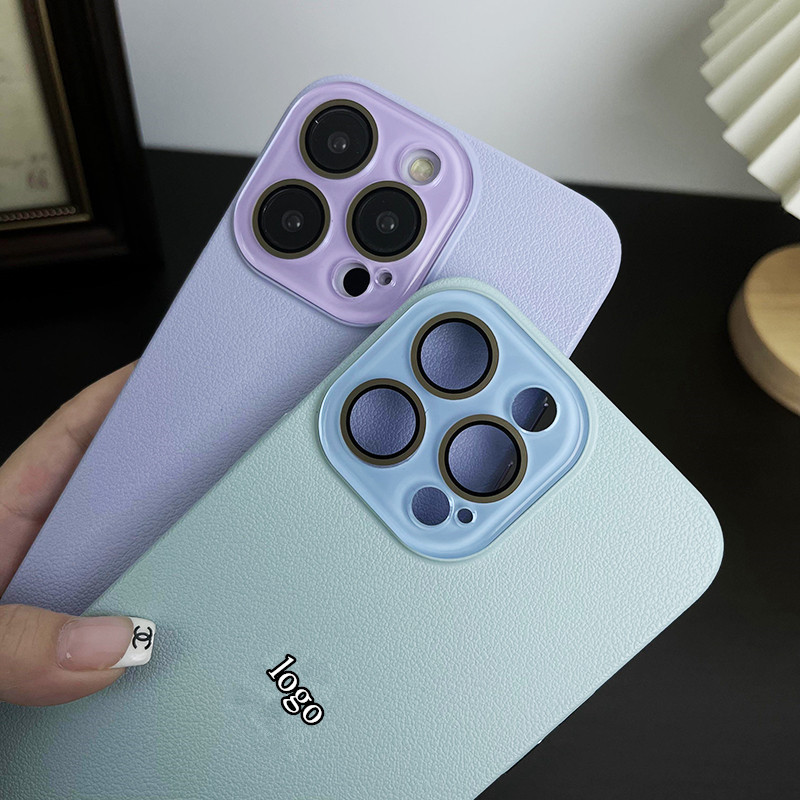 Crystal lens protection is suitable for Apple 15Promax phone case with lychee pattern, PC hard case, iPhone14 lens film scratch-resistant pic 14