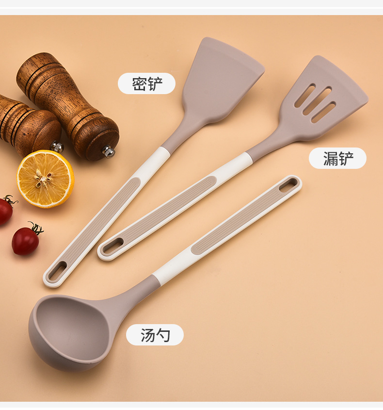 家用硅胶锅铲套装烹饪铲勺厨房厨具套装硅胶汤勺家用炒菜铲煎铲详情12