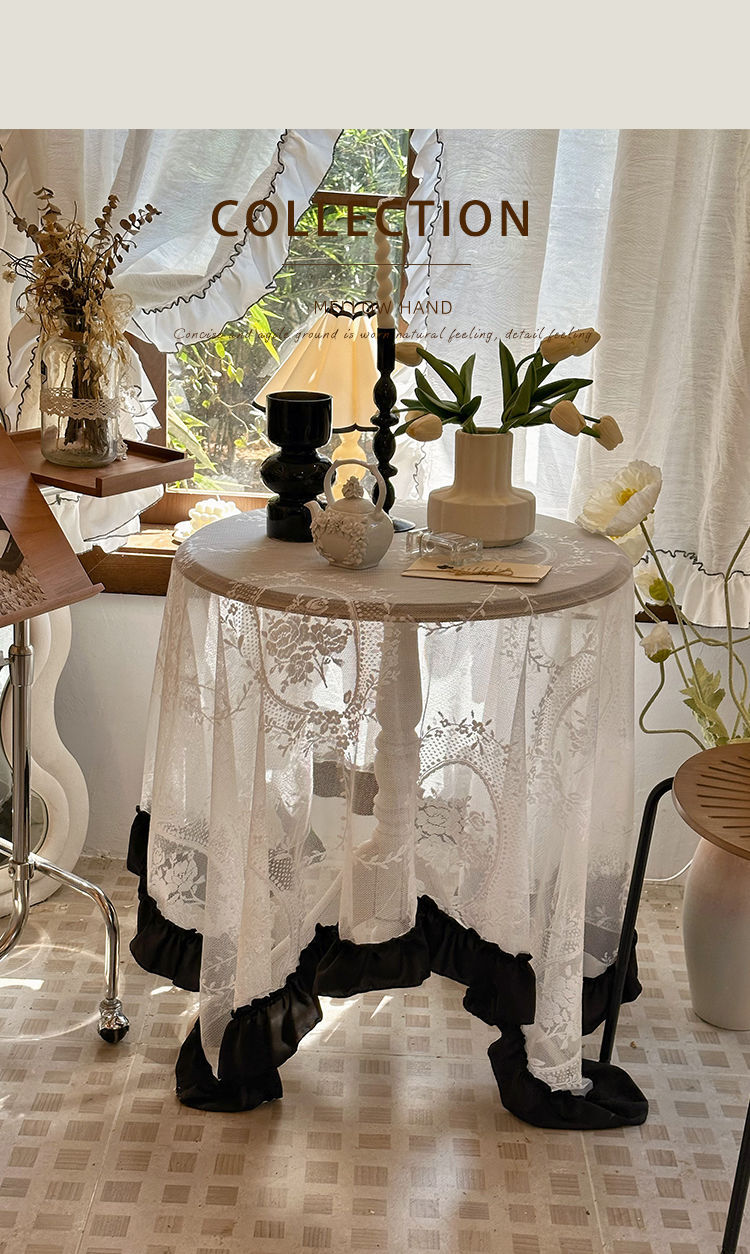 Amazon lace French court tablecloth with ruffled edge patchwork, cross-border retro high-end new tablecloth on Xiaohongshu pic 17