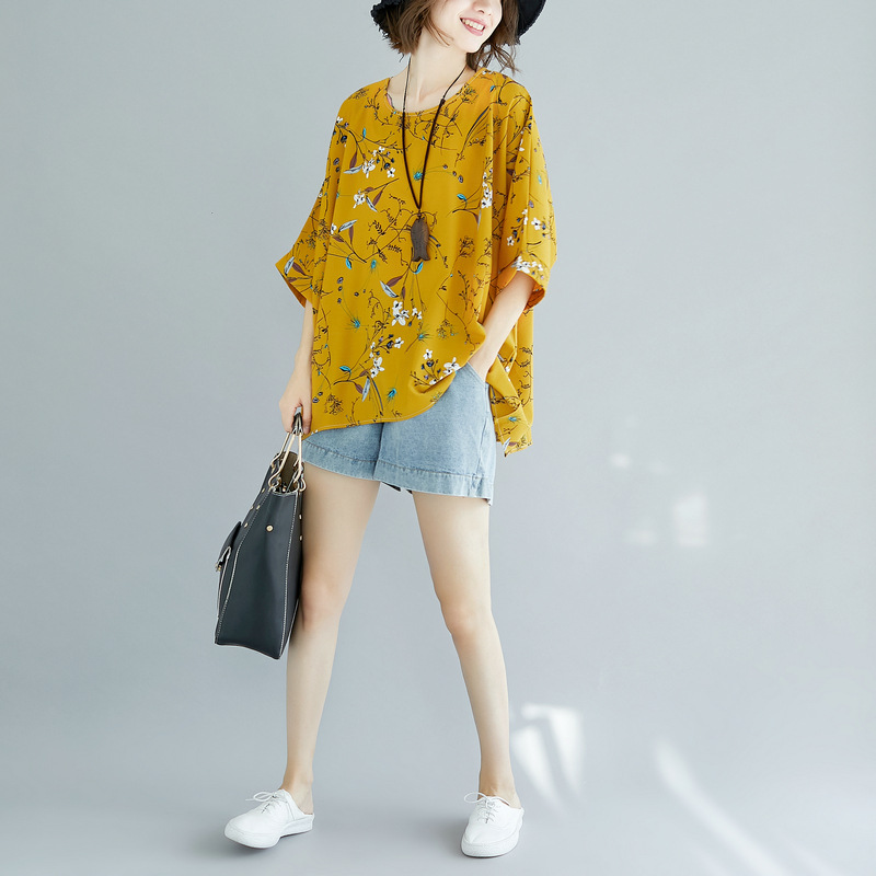 大码女装胖mm短袖t恤女夏季上衣显瘦超宽松印花雪纺衫200斤详情16