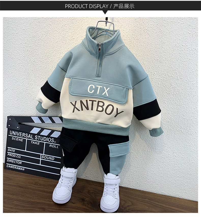 Spring and Autumn Korean version sports two-piece set, stylish and cool baby clothes for boys pic 6