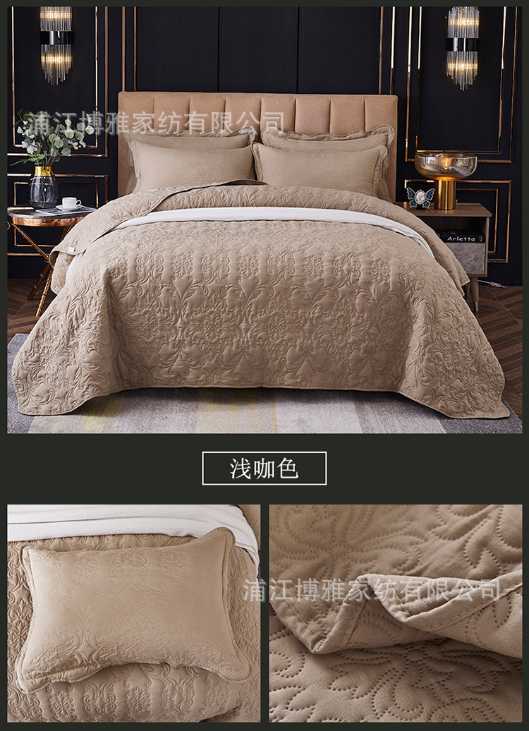 Three-piece set of printed ultrasonic pure cotton bed covers for cross-border Amazon from Europe and America, plain washed cotton bed covers pic 22