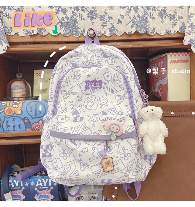 Japanese-style schoolbag for girls, Instagram, niche Harajuku graffiti design backpack, large-capacity backpack for junior high school, senior high school and college students pic 21