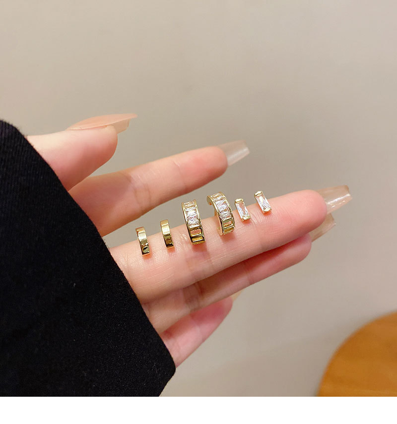 925银针三对装几何形超闪锆石耳钉套装轻奢气质一周养耳耳饰批发详情13