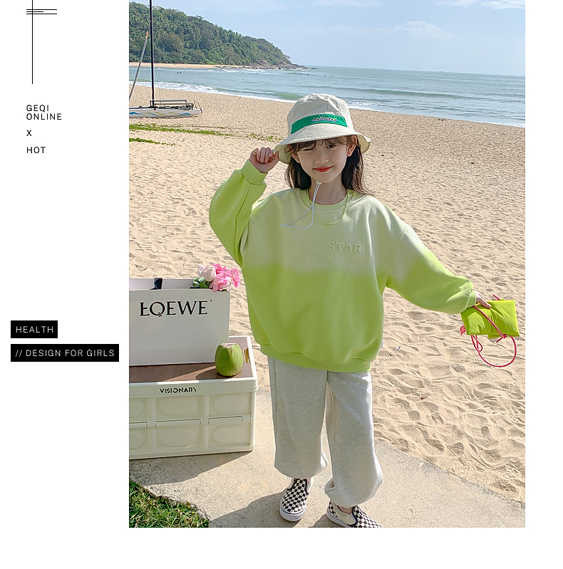 New 2024 stylish girls' hoodie Spring collection, long-sleeved children's spring and autumn style, loose top for little girls pic 28