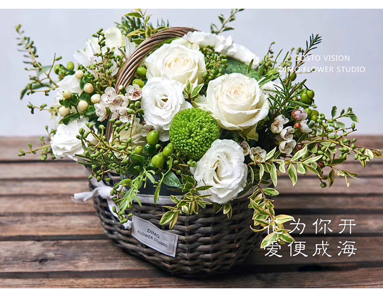 手提花篮藤编草编柳编手工编织插花小玫瑰鲜花干花花童婚礼婚庆详情1