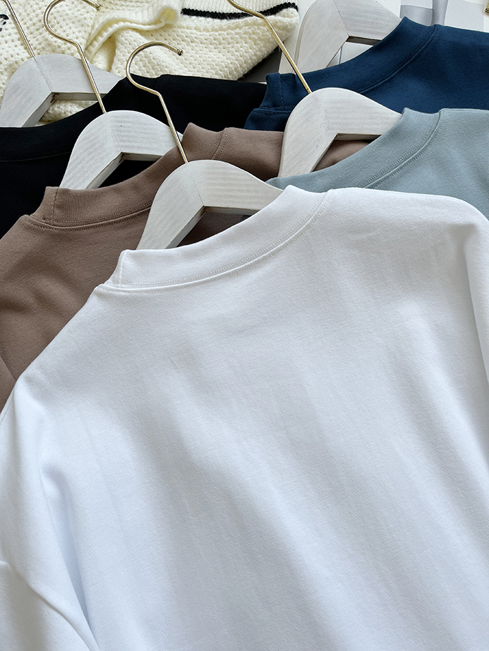 琪镌绘制半高领t恤女式春夏季新款宽松显瘦韩版简约半袖减龄棉质详情41