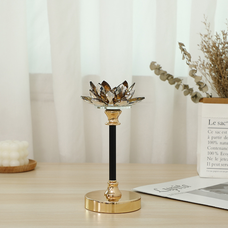 2022 New Style crystal candlestick New Year Gift, multi-specification Lotus Company wedding home metal props pic 6