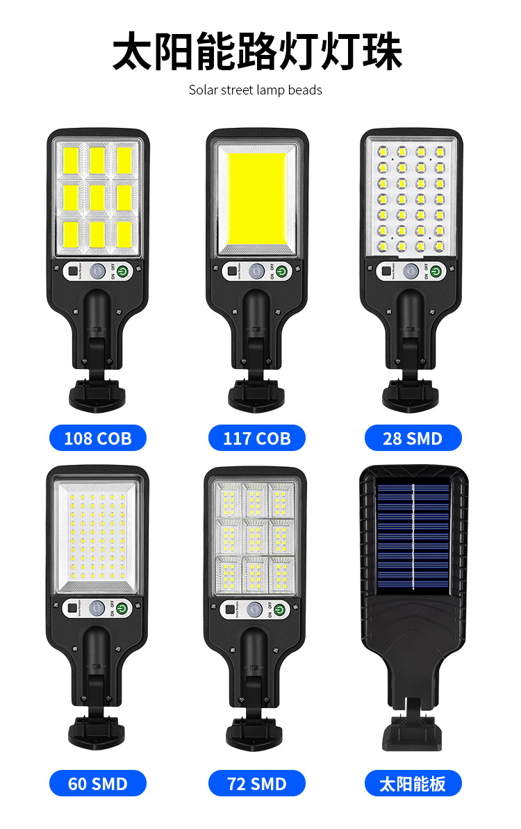 Cross-border outdoor LED wall lamps, household lighting, rechargeable street lamps, human body sensor remote control solar lamps, garden lamps pic 3