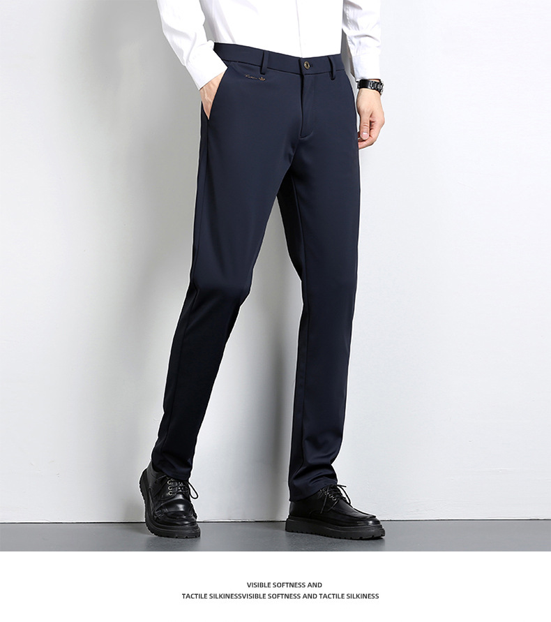 High-end business casual pants for men 2022 autumn and winter, thickened long pants, youth straight, elastic, wrinkle-free and drape dress pants pic 18