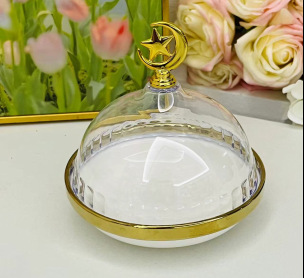 Light luxury home furnishings: multi-compartment fruit plates, dessert prints, covered bowls, European-style golden ceramic tea cups and plates, porcelain pic 7