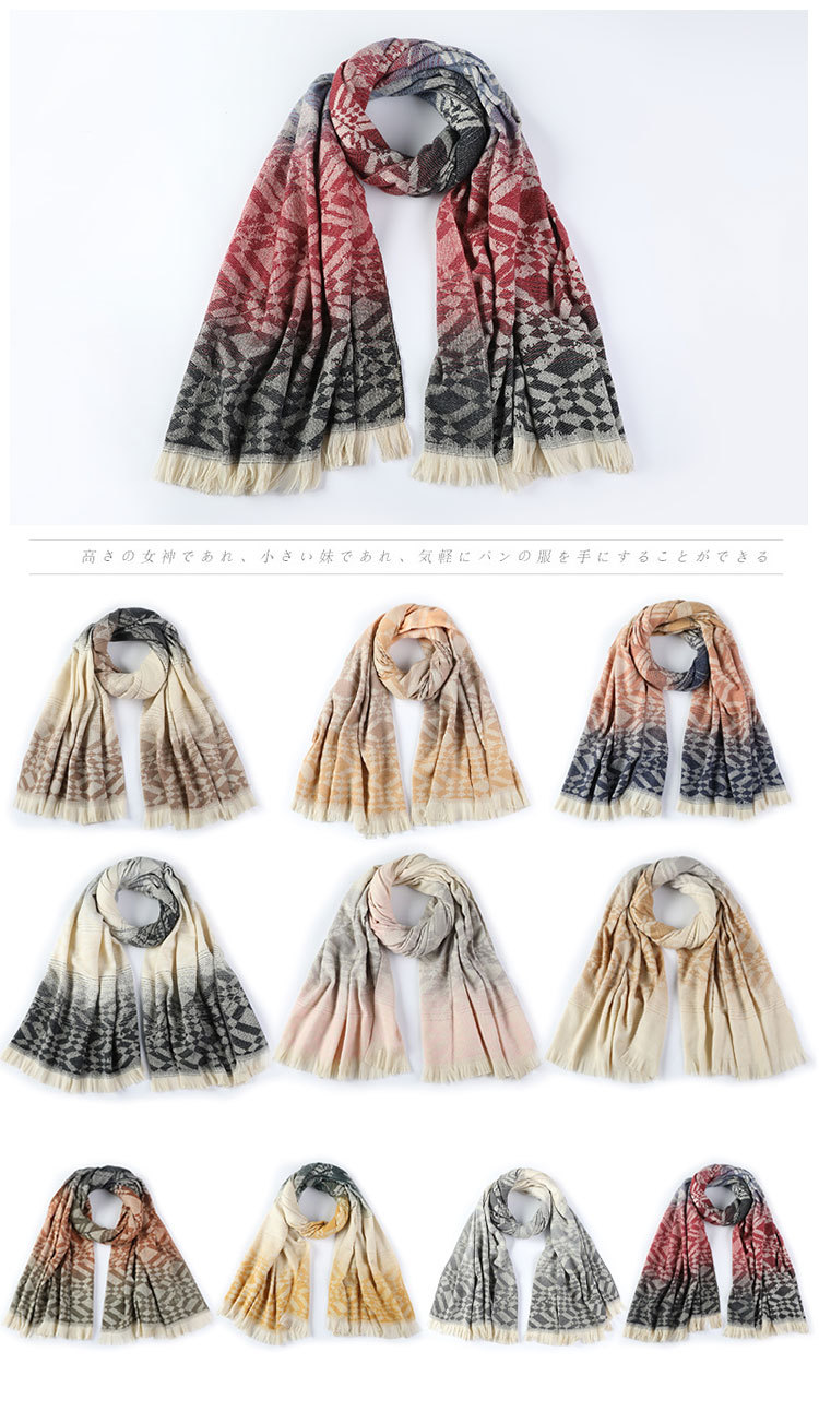 Autumn and winter thickened faux cashmere scarf geometric gradient shawl, fashionable and casual European and American street style scarf factory direct sales pic 7