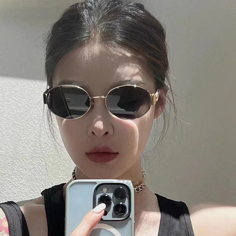New cat-eye high-definition polarized glasses, oval-shaped personalized metal-framed sunglasses, fashionable and retro sunglasses for female Internet celebrities pic 13