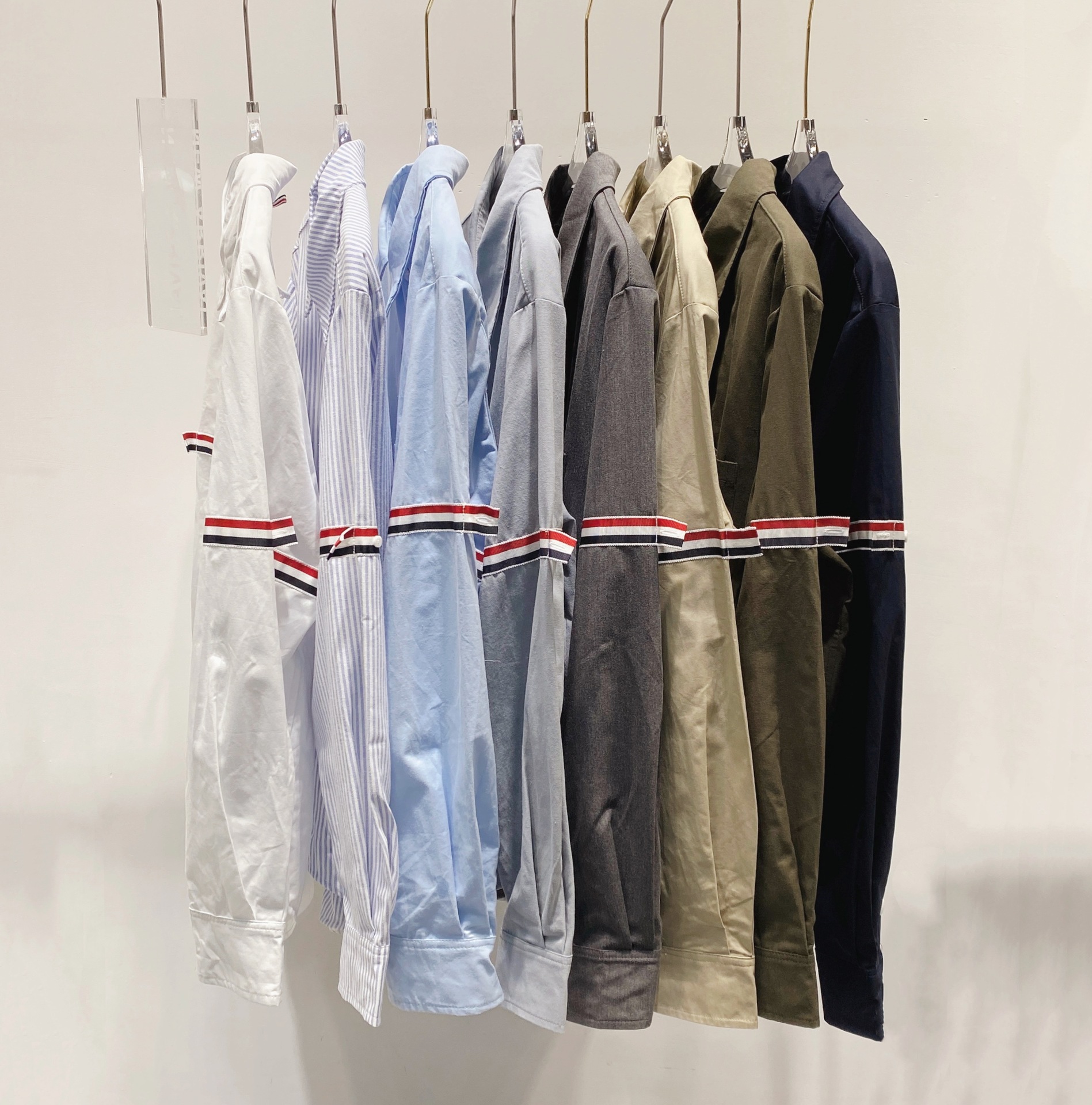 TB casual trendy brand poplin slim-fit solid white shirts for men and women, Oxford fabric shirts for women with long sleeves pic 95