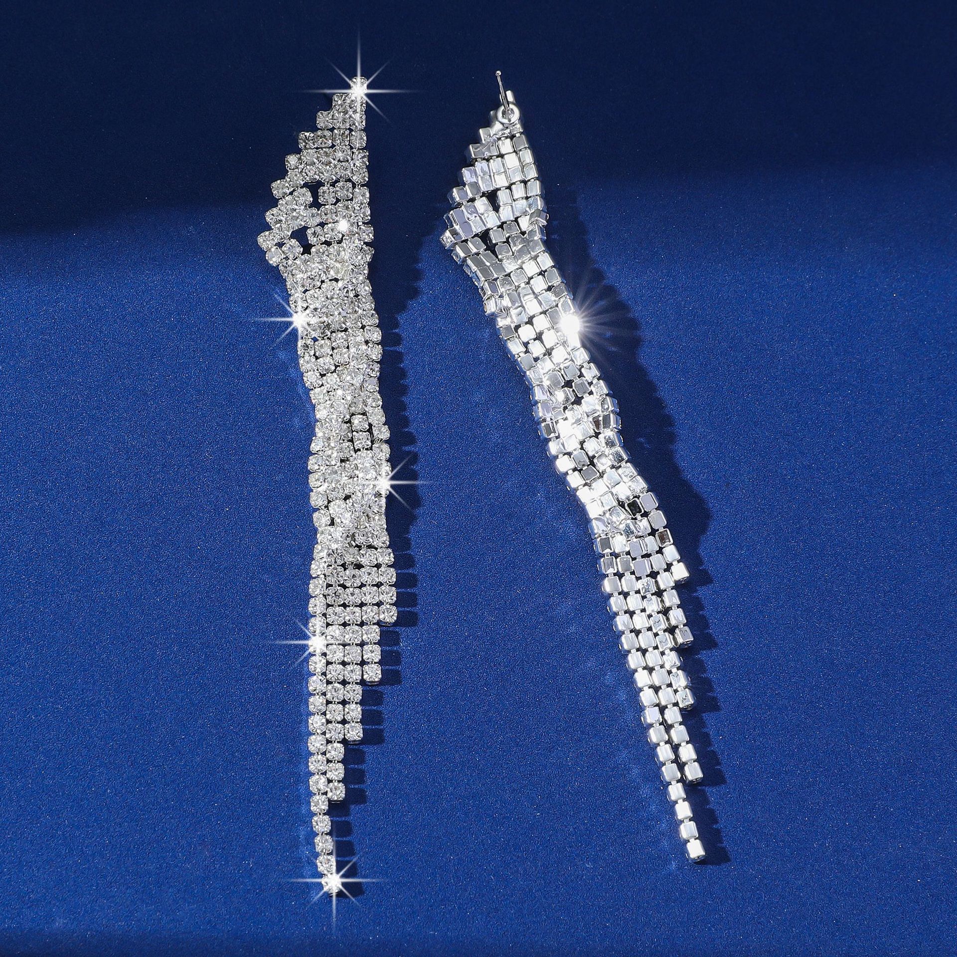 欧美夸张长耳环韩版气质满钻耳环水钻流苏夜店耳饰礼服宴会耳饰品详情34