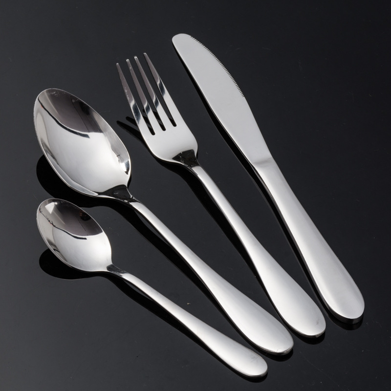 收纳桶塑料手柄西餐牛排餐具不锈钢刀叉勺子24件套装 cutlery set详情1