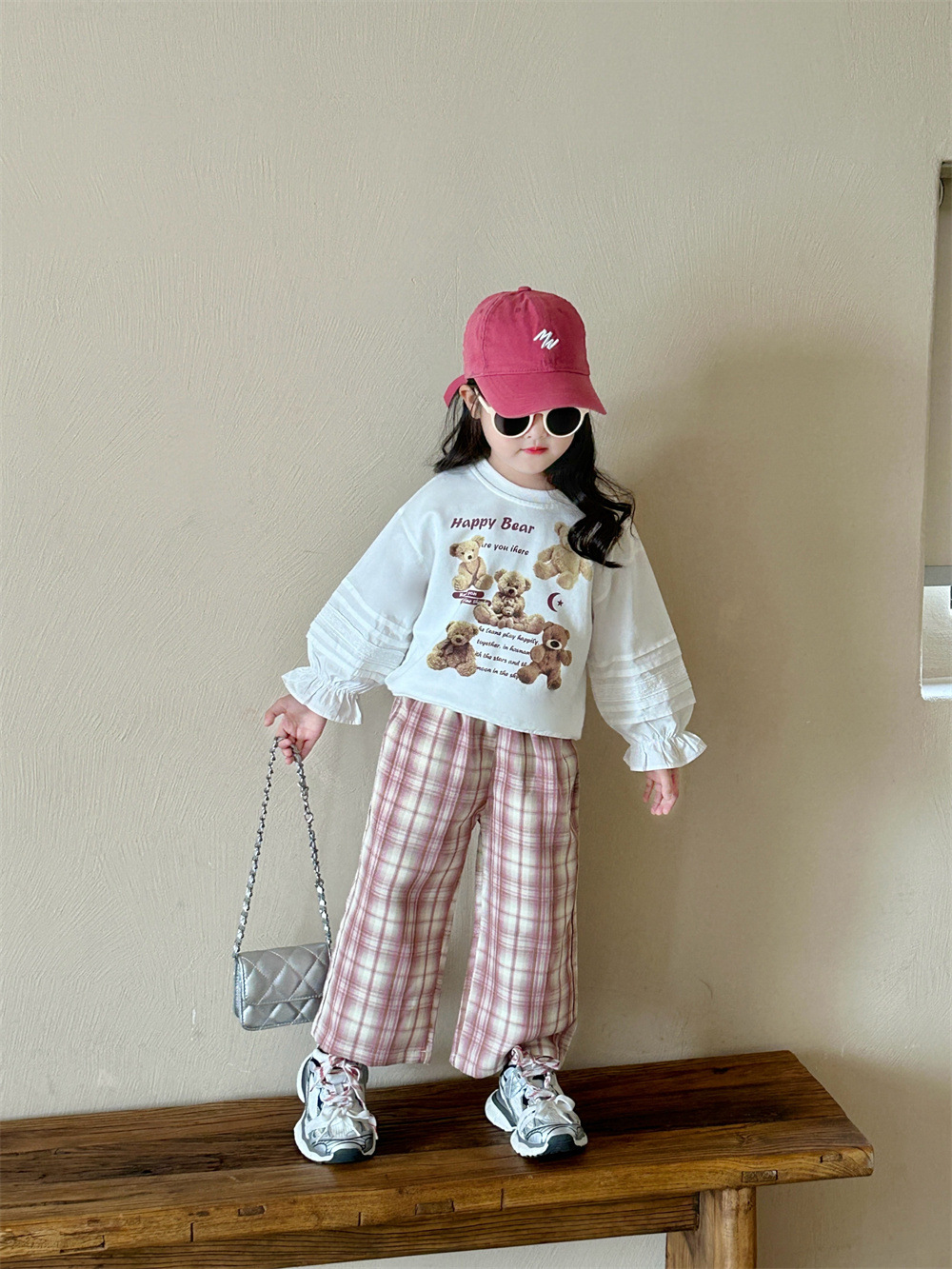 Otoño 2024 nueva chica dibujos animados oso casual sudadera versión coreana de los niños otoño vestido de bebé de aire patchwork top pic 7