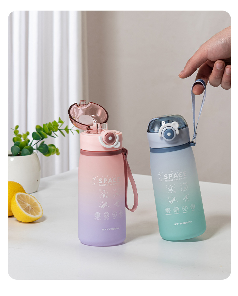 Yiben Hengjiu Xinghe matte plastic water cup with a gradient high appearance level, large capacity, simple and portable student space cup pic 4
