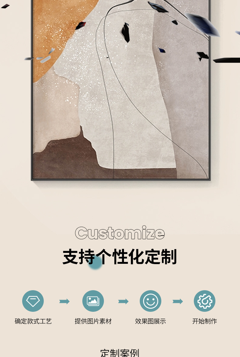 现代简约客厅装饰画餐厅墙画北欧抽象九鱼三联壁画沙发背景墙挂画详情9