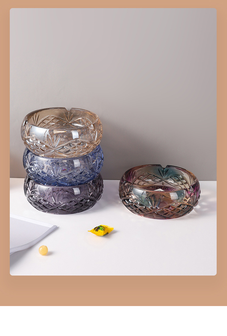 烟灰缸北欧高档批发玻璃烟灰缸欧式大号家用客厅办公室烟缸批发详情3