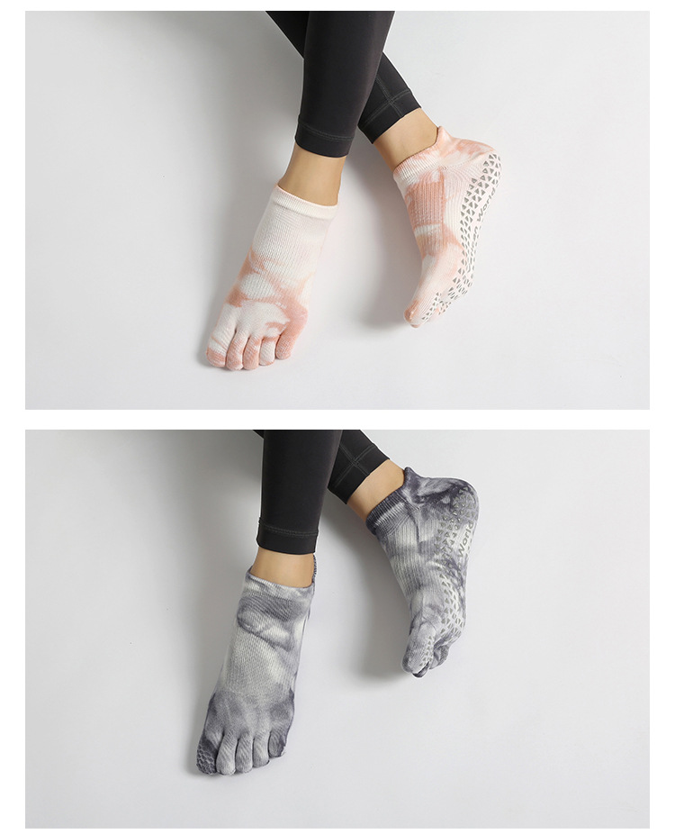 新品国潮瑜伽袜五指运动分指室内点胶防滑菩提拉健身房室内地板袜详情11