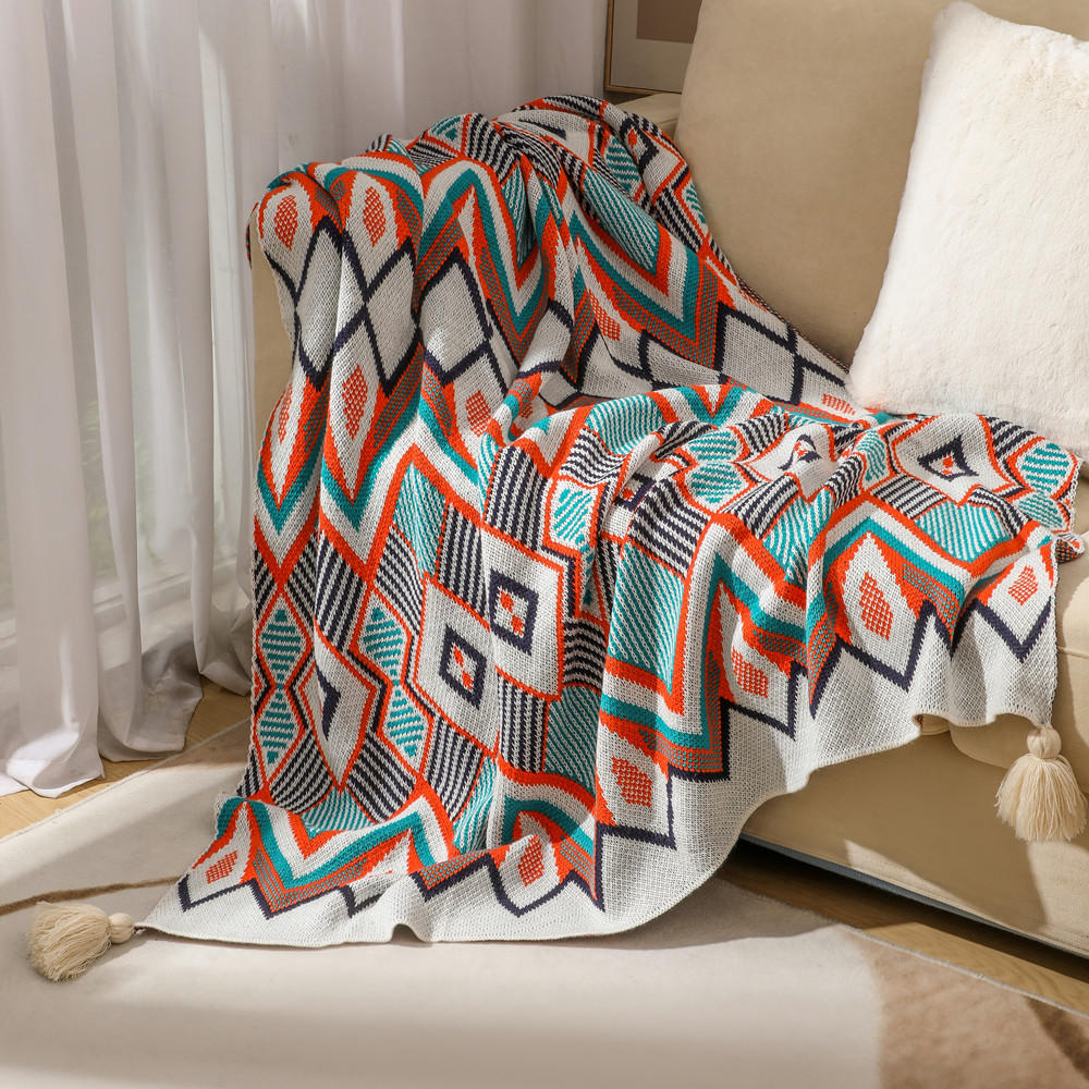 Bohemian sofa cover blanket, air conditioning blanket, all-season universal nap blanket, ethnic-style bed, tail blanket, and lap blanket pic 14