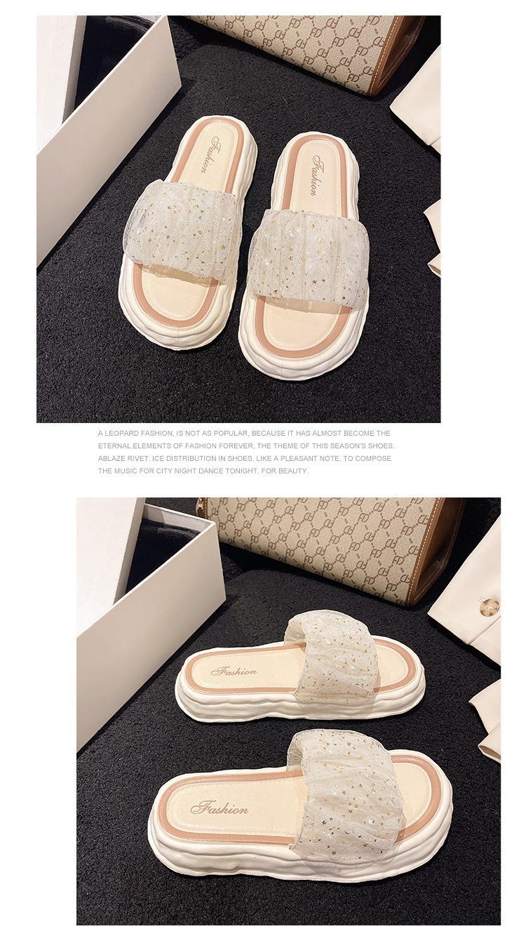 2023新款夏天外穿时尚凉拖一脚蹬鞋子蕾丝珍珠仙女凉拖鞋厚底软底详情14