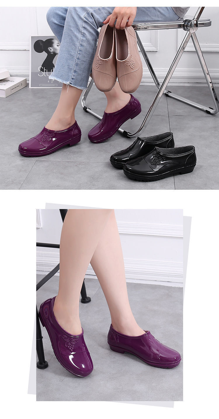 一件代发新款雨水鞋女四季时尚低帮厨房防滑中加厚加棉绒雪地靴详情17