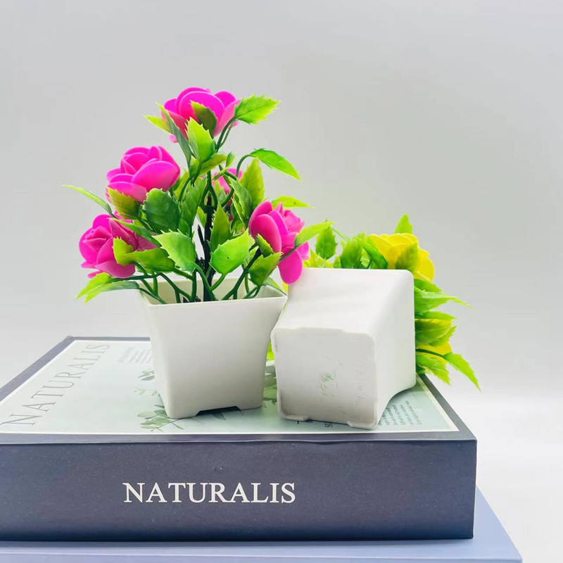 仿真盆栽假花盆景仿真绿植泡沫玫瑰花5朵泡沫花批发人造花摆件详情5