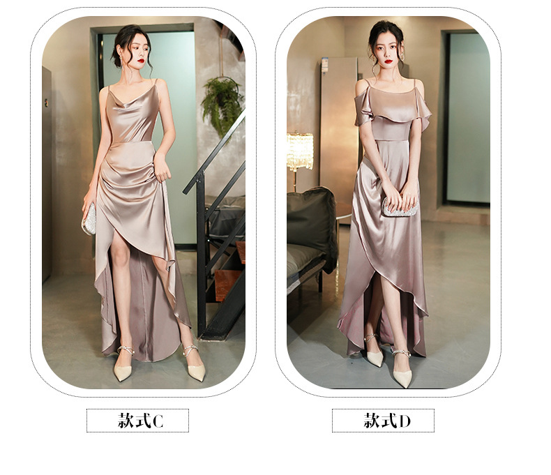 伴娘团礼服女2022年新款婚礼缎面伴娘服仙气质长款姐妹裙合唱演出详情3